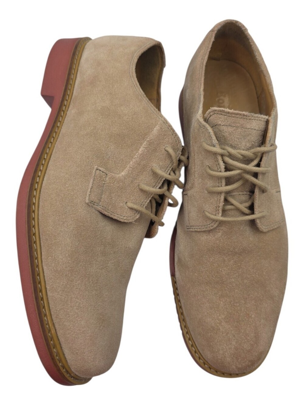 Cole Haan Great Jones Plain Toe Oxfords in Milkshake Suede Red Brick Sole Size 8 - Picture 6 of 12